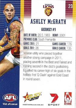 2012 Select AFL Champions #23 Ashley McGrath Back